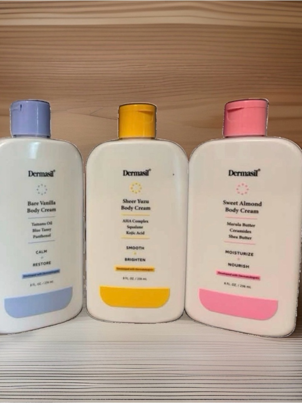 Dermasil Lotion Trio Moisturize Notish, Calm Restore, Smooth Brighten (Set of 3)